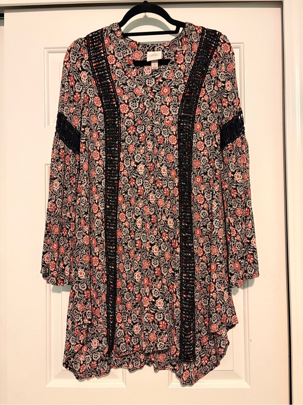 Knox Rose Floral Long Sleeve Tunic Boho Fall Dress Size S